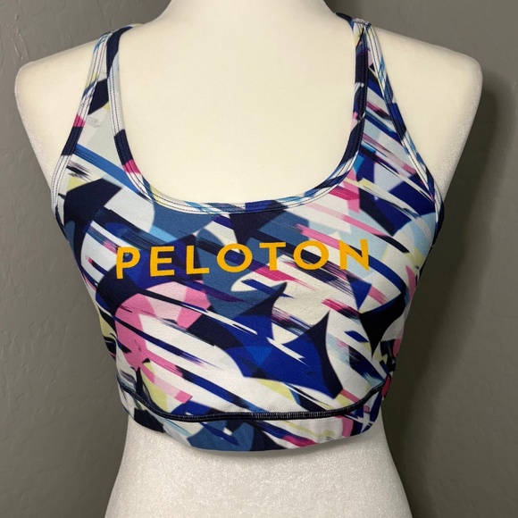Peloton Sports Bra Pink Blue Geometric Size L - Picture 1 of 5